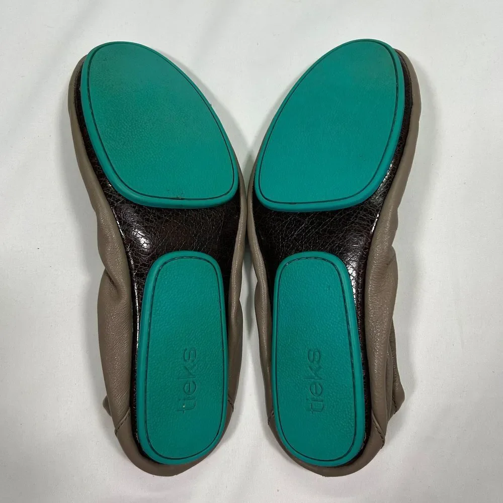 Tieks by Gavrieli Taupe Leather‎ Ballet Flats Foldable Comfort Travel Shoes 7